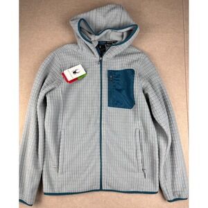 Spyder Jacket Mens S Gray Grid Fleece Full Zip Hoodie Outdoor Thermal
